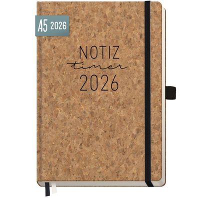 Wochen-Notiz-Timer Classic 2026 / A5 / Kork / Häfft-Verlag