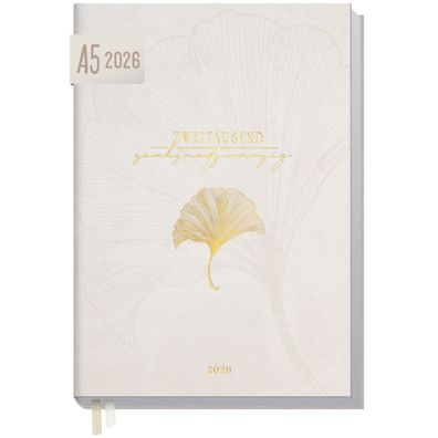 Business-Timer 2026 / A5 / Beige Ginkgo / Häfft-Verlag