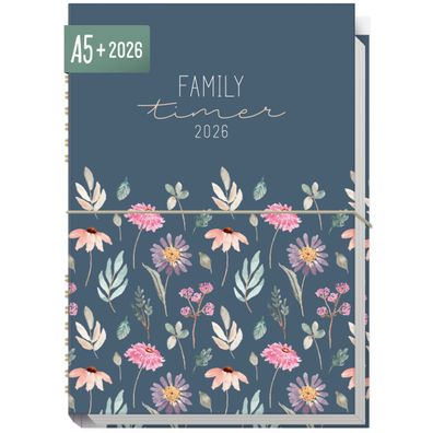 Family-Timer 2026 / A5+ / Flying Flowers / Häfft-Verlag
