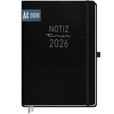 Wochen-Notiz-Timer Maxi 2026 / A4 / Schwarz / Häfft-Verlag