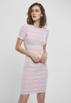 Urban Classics Kleid Ladies Stretch Stripe Dress Girlypink/Oceanblue