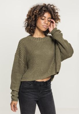 Urban Classics Damen Pullover Ladies Wide Oversize Sweater Olive