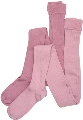 Minymo Kinder Strumpfhose Stocking-solid rib 2-pack