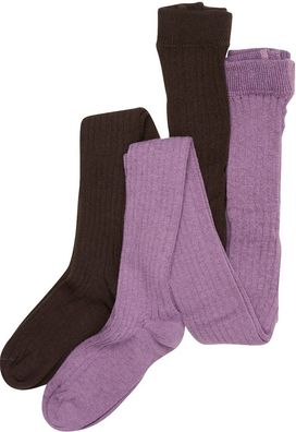 Minymo Kinder Strumpfhose Stocking-solid rib 2-pack