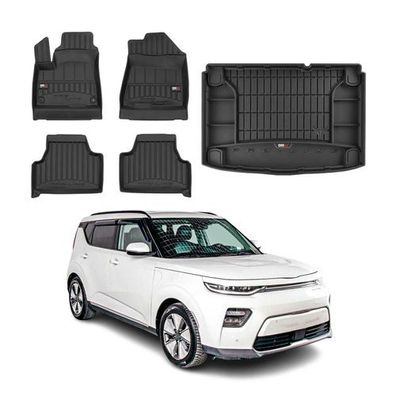 OMAC Fußmatten & Kofferraumwanne Set für Kia e-Soul 2019-2025 Gummi Schwarz 5tlg
