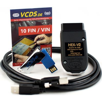 10 VIN - VCDS HEX-V2 Diagnosegerät System Adapter Software VW Audi Seat Skoda