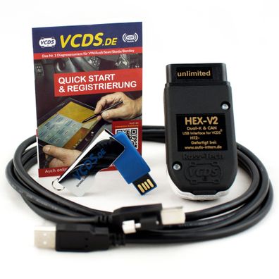 Unlimited - VCDS HEX-V2 Diagnosegerät System Adapter Software VW Audi Seat Skoda