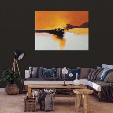 Leinwandbild Abstrakt Orange Schwarz Leinwand Bilder Wanddeko Wohnzimmer Schlafzimmer