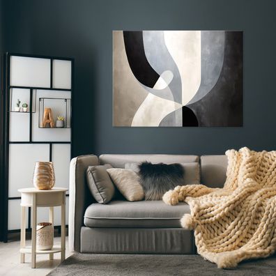 Leinwandbild Abstrakt Weiß Schwarz Leinwand Bilder Wanddeko Wohnzimmer Schlafzimmer