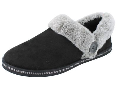 Skechers Cozy Campfire Fresh Toast Damen Hausschuhe gefüttert Webpelz scharz