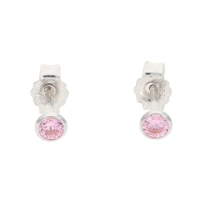 Silber 925 Ohrstecker Damen mit pinken Zirkonia JuwelmaLux JL52-06-0173