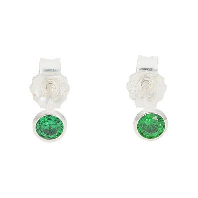 Silber 925 Ohrstecker Damen mit grünen Zirkonia JuwelmaLux JL52-06-0171