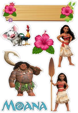 Moana Essbar Tortenaufleger Torte Geburstag Zuckermasse + NAME m01