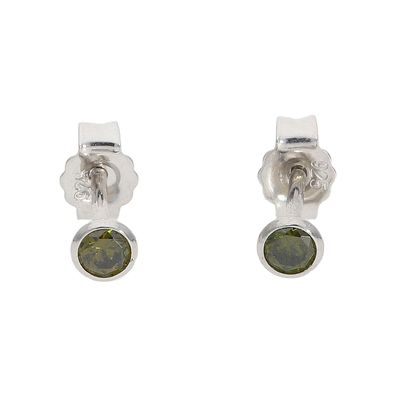 Silber 925 Ohrstecker Damen mit grünen Zirkonia JuwelmaLux JL52-06-0170
