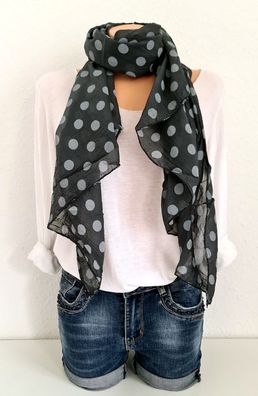 Blogger Italy Schal Tuch Halstuch Baumwolle/Seide asymetrisch Punkteprint Schwarz