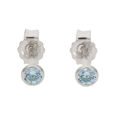 Silber 925 Ohrstecker Damen mit Zirkonia hellblau JuwelmaLux JL52-06-0175