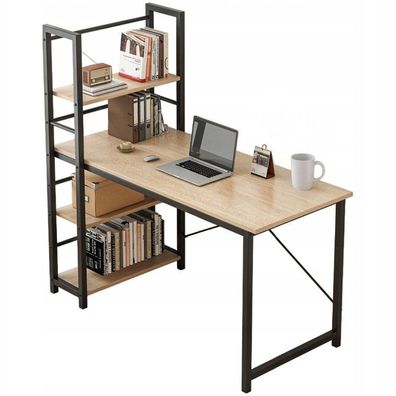 Computertisch mit Regal, hellbraun, 120 cm