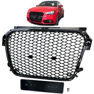 Sport Wabengrill Kühlergrill Schwarz Glanz für Audi A1 8X Vorfacelift 10-14