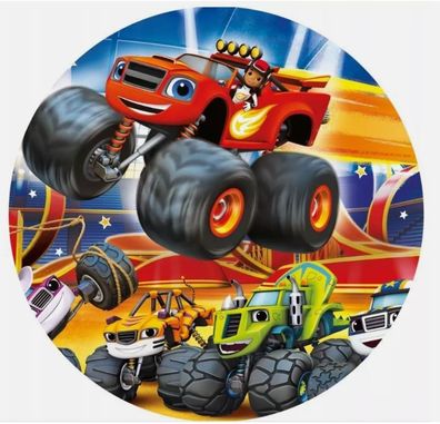 Monstertruck Großes Auto Essbar Zuckermasse Tortenbild Tortenaufleger + 4 Muffin