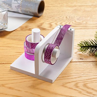 Geschenkband Organizer Abroller 2in1 Tischabroller Klebefilmabroller Holz