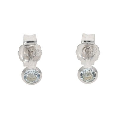 Silber 925 Ohrstecker Damen mit echte Blautopas JuwelmaLux JL52-06-0172
