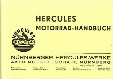 Hercules Motorrad Handbuch 2 und 4 Tackt Vorkriegs Modell 200 ccm, 350 ccm, 500 ccm