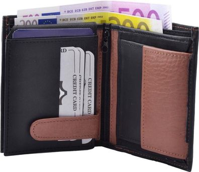Geldbörse Nappa Leder Kombibörse schwarz/tan
