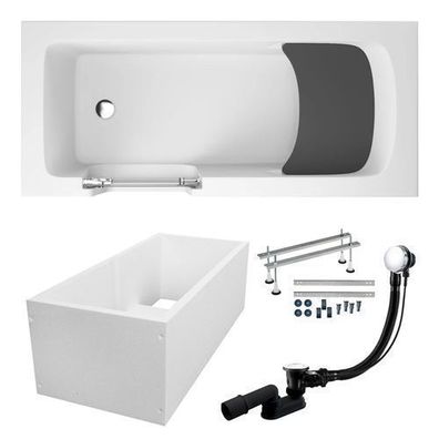 Seniorenbadewanne mit Wannenträger Tür und Sitz VOVO 180x80 | Ablauf & Füße im SET!