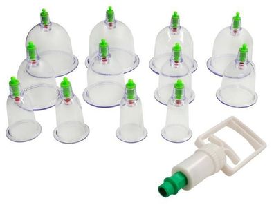 Chinesische Schröpfgläser 12er Set Vakuum Massage Anti Cellulite feuerfrei