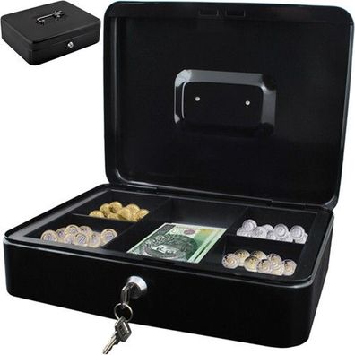 Geldkassette Metall Geldbox abschließbar mit Schlüssel Aufbewahrung Schwarz