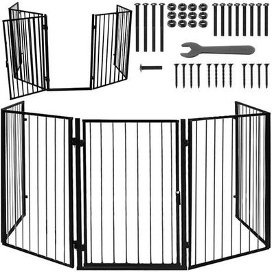 Kaminschutzgitter Kamintor Schutzzaun Kaminabsperrung schwarz 304x74cm