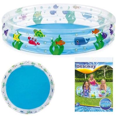 Planschbecken Kinderpool aufblasbar 152x30 cm 3 Ringe Garten Bestway