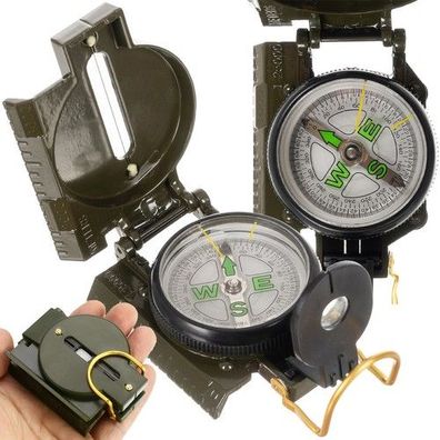 Militär Kompass Metall mit Visier Azimut Skala Outdoor Navigation Camping