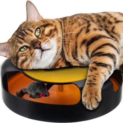 Katzenspielzeug Ring mit Maus & Kratzmatte Krallenpflege Anti-Rutsch