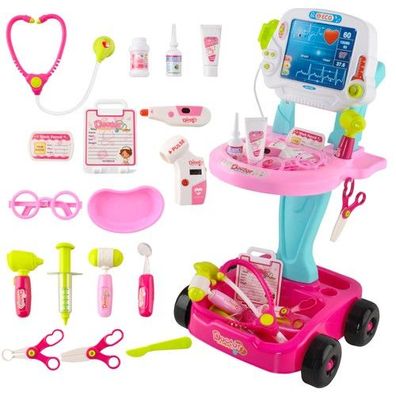 Kinder Arztkoffer Trolley Arzt-Set 18-teilig mit Licht & Sound Rollwagen