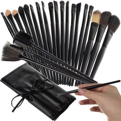 Make Up Pinsel Set 24 tlg Schminkpinsel Kosmetik Bürsten Soulima Etui Schwarz