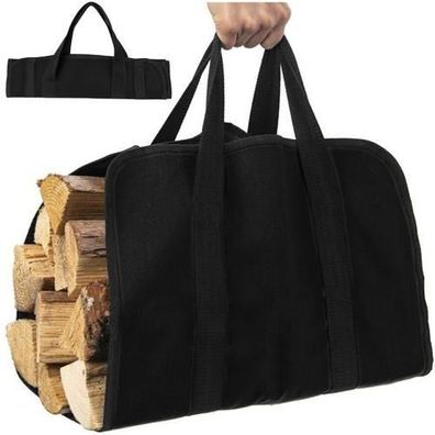 Holztasche Kamin Holztrage Oxford 600D wasserdicht Tragetasche schwarz