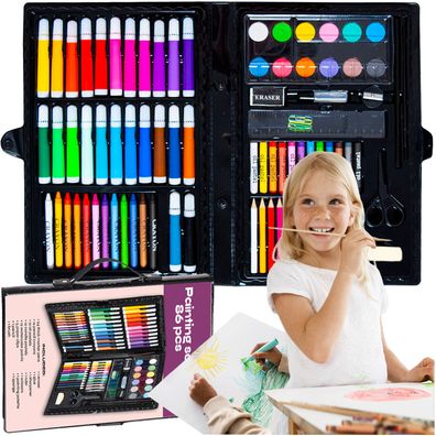 Malset Koffer 86tlg Malkoffer Kinder Zeichenkoffer Stifte Farben Zubehör