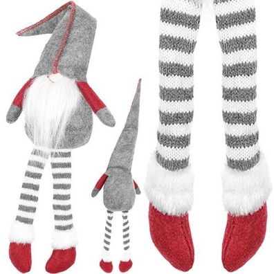 Weihnachtsdeko sitzender Elf grau 50cm Zwerg Figur Wichtel Nikolaus Deko