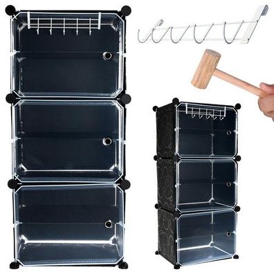 Schuhregal modular mit Türen 6 Ebenen für 12 Paar Schuhe Regal Kleiderbügel