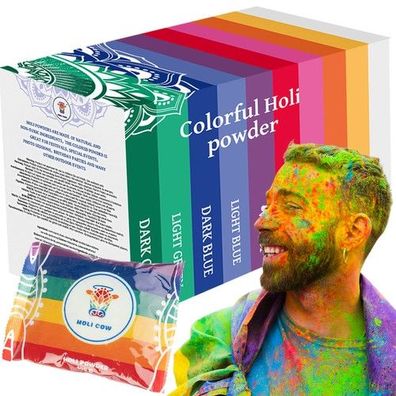 Holi Farben Set 10x100g Farbpulver Festival Powder bunt natürlich