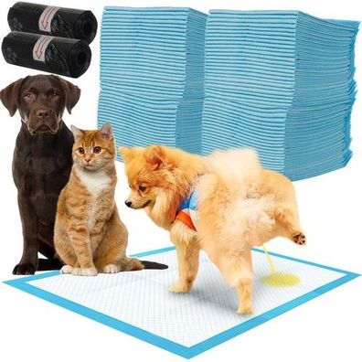 Hunde Hygieneunterlagen 100 Stück + 30 Kotbeutel saugfähig wasserdicht Training