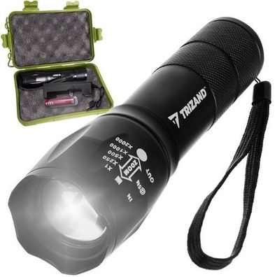 LED Taschenlampe CREE T6 Akku Zoom wasserdicht 200-300m USB Ladegerät Set