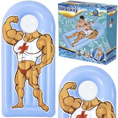 Aufblasbare Schwimmmatratze 188×89 cm mit Fenster Kopfstütze Vinyl