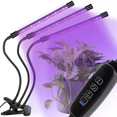 LED Pflanzenlampe 3 Panels Grow Light Timer USB Wasserdicht 11W