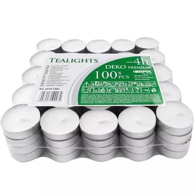 Teelichter 100 Stück 4h Heizkerzen Set Paraffin Kerzen geruchlos Metallhülle