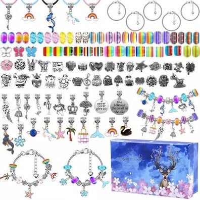 Schmuck Bastelset Kinder DIY Armband Halskette Perlen Anhänger Set 107 Teile