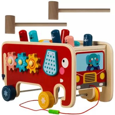 Holz Elefant Motorikspielzeug Kinder Nagelspiel Lernspiel ab 3 Jahre bunt