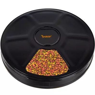 Automatischer Futterautomat Haustiere Katzen Hunde 6 Kammern Timer LED Schwarz
