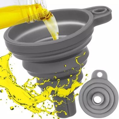Faltbarer Silikontrichter universal Küche Auto Garage Spülmaschinenfest Grau